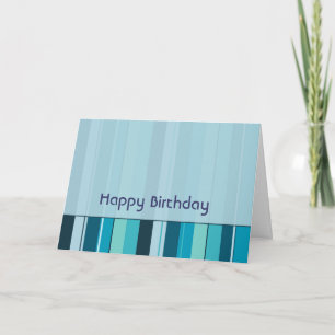 Royal Blue Green Stripes Geometric Happy Birthday Karte