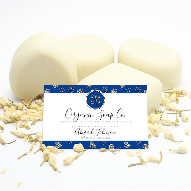 Royal Blue Hand Gezeichnet Rose und Blätter Artisa Visitenkarte (Von Creator hochgeladen)