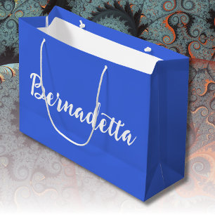 Royal Blue Handwriting Elegant Stilvoller Name Große Geschenktüte