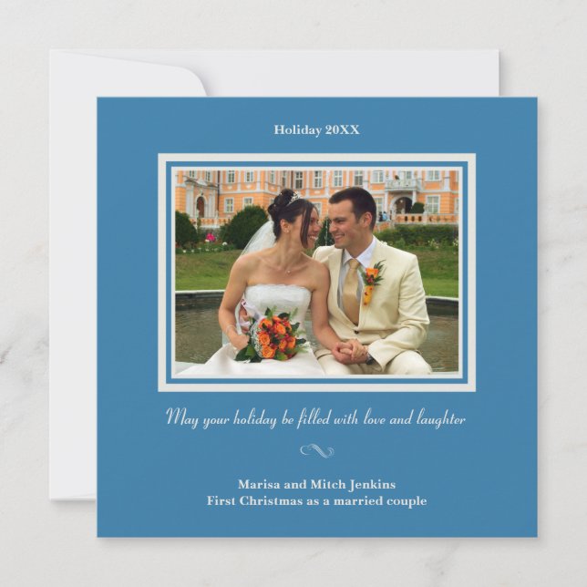 Royal Blue Hanukkah Foto Grußkarte Feiertagskarte (Vorderseite)