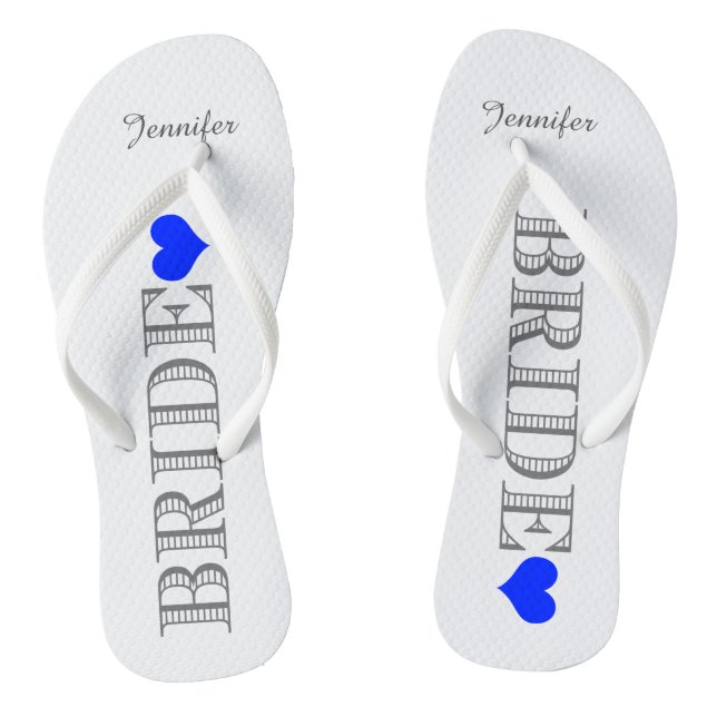 Royal Blue Heart Bride Flip Flops (Fußbett)