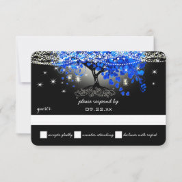 Royal Blue Heart Leaf RSVP Karte