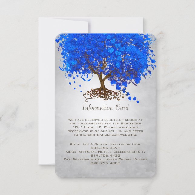Royal Blue Heart Leaf Tree Einladung (Vorderseite)