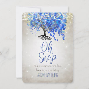 Royal Blue Heart Leaf Tree Silver Wedding Hashtag