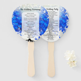 Royal Blue Heart Leaf Tree Wedding Program Fan Fächer