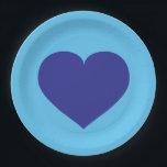 Royal Blue Heart Paper Plate Pappteller<br><div class="desc">Dieser Teller zeichnet sich durch ein prächtig königsblaues Herz aus. Ideal für eine Babydusche,  Geburtstag oder Briss.</div>
