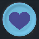 Royal Blue Heart Paper Plate Pappteller<br><div class="desc">Dieser Teller zeichnet sich durch ein prächtig königsblaues Herz aus. Ideal für eine Babydusche,  Geburtstag oder Briss.</div>