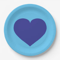 Royal Blue Heart Paper Plate