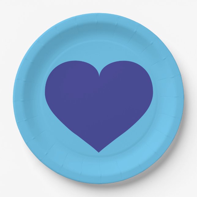 Royal Blue Heart Paper Plate Pappteller (Vorderseite)