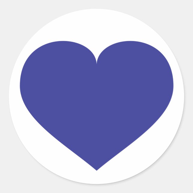 Royal Blue Heart Runder Aufkleber (Vorderseite)