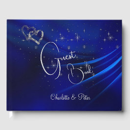 Royal Blue Hearts and Stars Wedding Gästebuch
