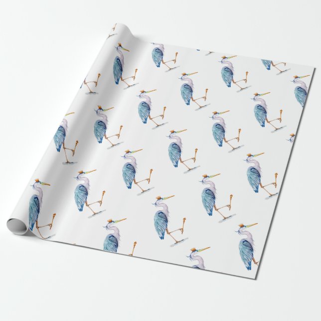 Royal Blue Heron Geschenkpapier (Ungerollt)