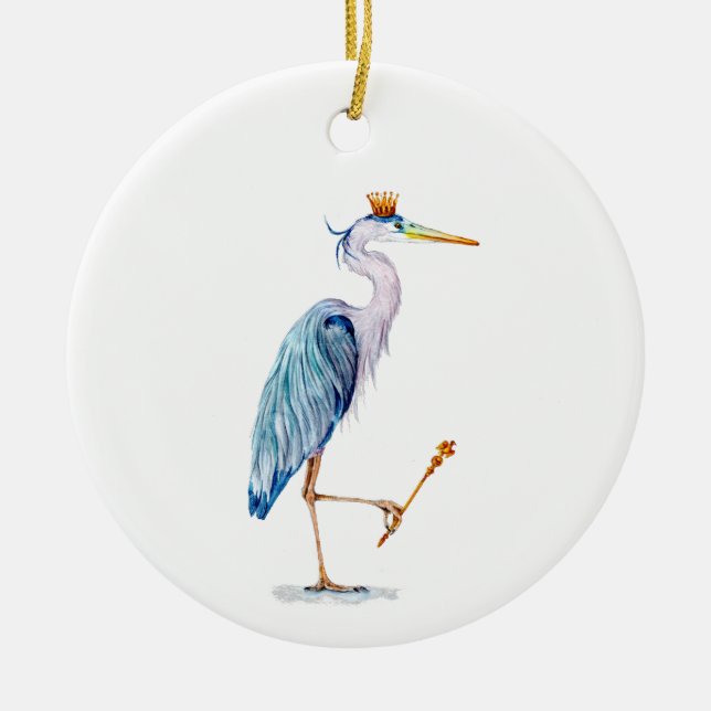 Royal Blue Heron Keramik Ornament (Vorne)