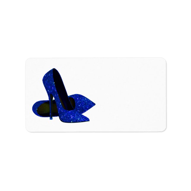 Royal Blue High Heel Shoel Address Labels Adressaufkleber (Vorne)