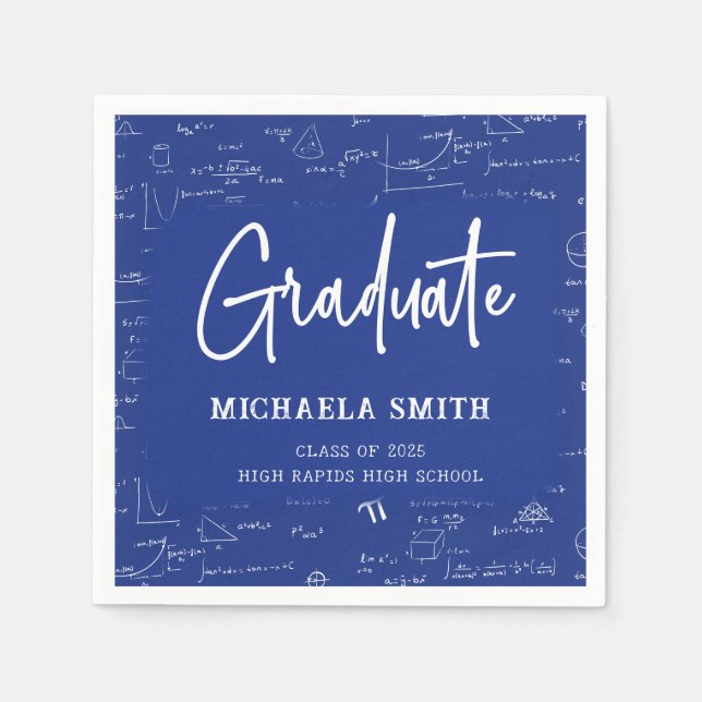 Royal Blue High School Math Graduate Party Serviette (Vorderseite)