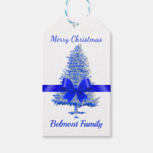 Royal Blue Holiday Tree Satin Ribbon Bow Elegant