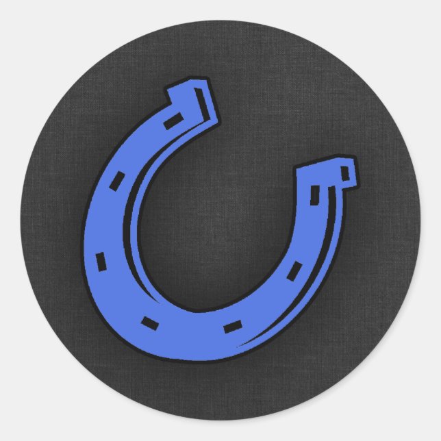 Royal Blue Horseshoe Runder Aufkleber (Vorderseite)