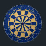 Royal Blue Imitats Gold Custom Family Name Geometr Dartscheibe<br><div class="desc">Klassisches Dartboard-Design mit abwechselnden königsblauen und goldenen Imitaten. Oben und unten gibt es den Namen und eine Nachricht als Bogentext,  in goldenen Kappen.</div>