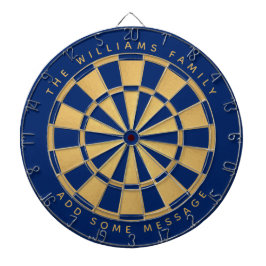 Royal Blue Imitats Gold Custom Family Name Geometr Dartscheibe