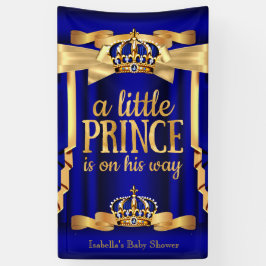 Royal Blue Imitats Gold Foil Crown Baby Dusche Banner