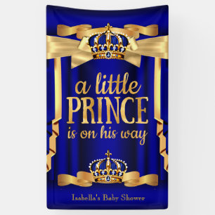 Royal Blue Imitats Gold Foil Crown Baby Dusche Banner