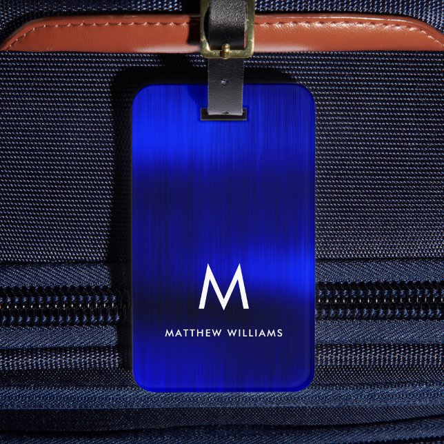 Royal Blue Imitats Metal Steel Personalisiert gest Gepäckanhänger (Von Creator hochgeladen)