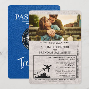 Royal Blue Ireland Reisepass Hochzeitseinladung Einladung