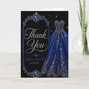 Royal Blue Jewel Sweet 16 Dankeschön-Karte Dankeskarte