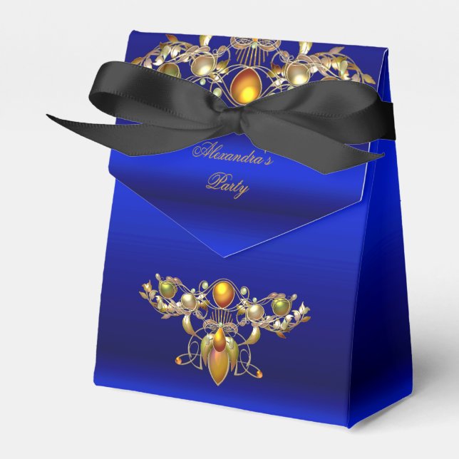 Royal Blue Jewele Black Gold Gastgeschenk Box Geschenkschachtel (Vorderseite)