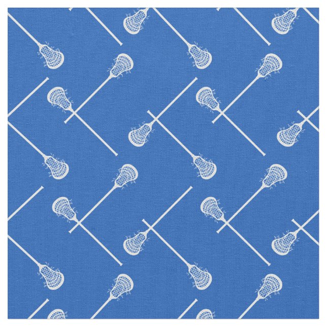 Royal Blue Lacrosse White Sticks Gemustert Stoff (Nahaufnahme)