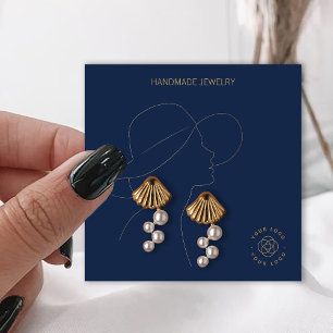 Royal Blue Lady Jewerly Orings Display Quadratische Visitenkarte