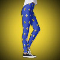Royal Blue Legging mit Gold-Lilie