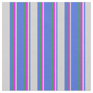 Royal Blue, Light Gray, Fuchsia und Sea Green Stoff