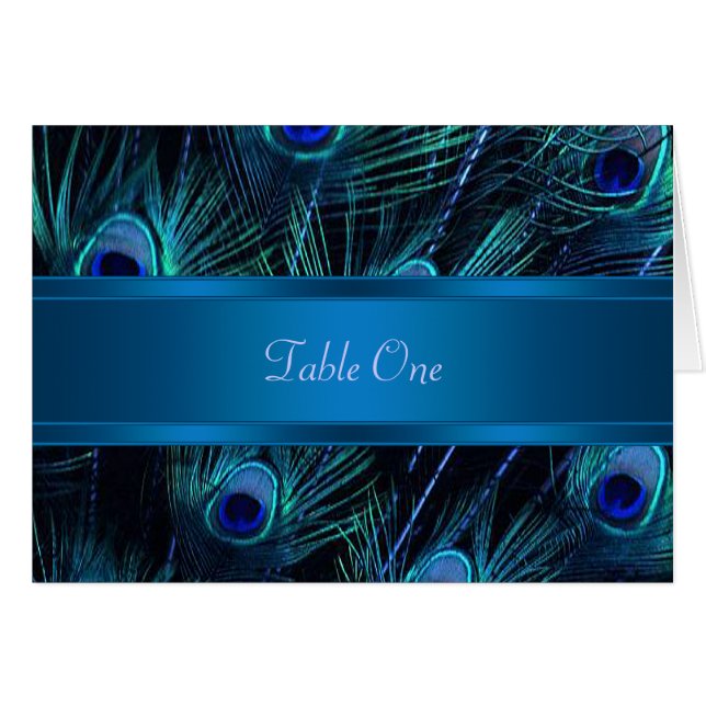 Royal Blue Lila Peacock Feathers Wedding (Vorderseite (Horizontal))