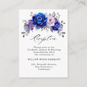Royal Blue Lilac Lila Floral Hochzeitsempfang Begleitkarte