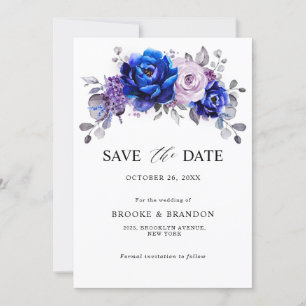 Royal Blue Lilac Lila Floral Save the Date
