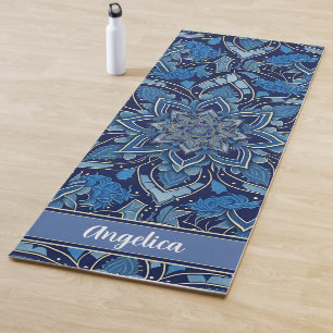 Royal Blue Mandala Yoga Mat mit persönlichem Namen Yogamatte