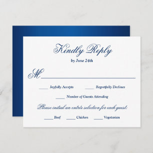Royal Blue Meal Choice RSVP Karte