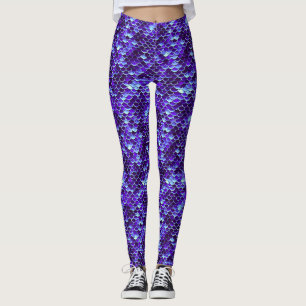 Royal Blue Mermaid Scale Fish Leggings Yoga Pants