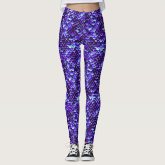 Royal Blue Mermaid Scale Fish Leggings Yoga Pants