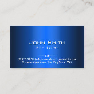 Royal Blue Metal Film Editor Business Card Visitenkarte