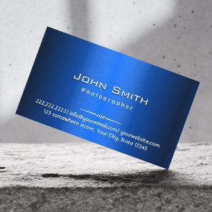 Royal Blue Metal Fotograf Business Card Visitenkarte