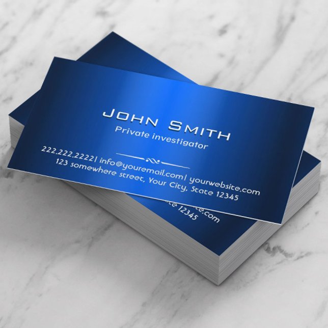 Royal Blue Metal Investigator Business Card Visitenkarte (Von Creator hochgeladen)