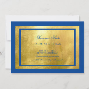 Royal Blue & Metallic Gold Regal  Save The Date