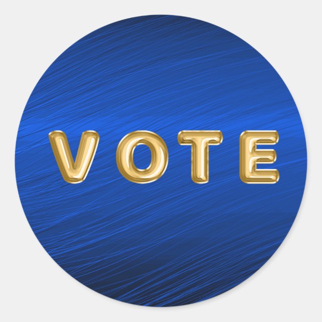 Royal Blue Metallic Graphic Vote Runder Aufkleber (Vorderseite)