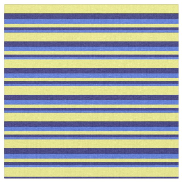 Royal Blue, Midnight Blue & Yellow Pattern Stoff (Nahaufnahme)