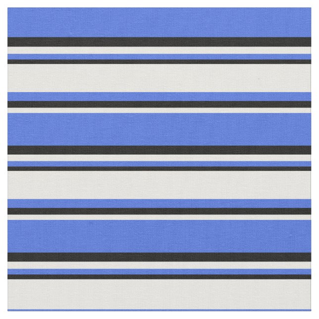 Royal Blue, Mint Cream und Schwarz-Farbmuster Stoff (Nahaufnahme)