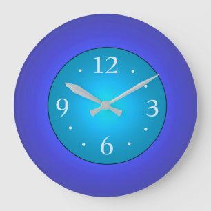 Royal Blue mit Green Aqua Center Wall Clock Große Wanduhr