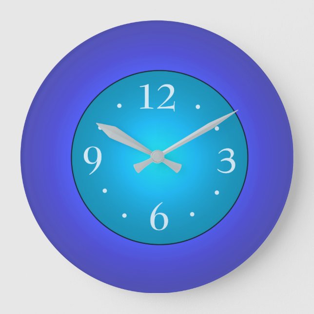 Royal Blue mit Green Aqua Center Wall Clock Große Wanduhr (Vorderseite)