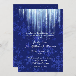 Royal Blue mit Icicles Winter Hochzeit Einladung